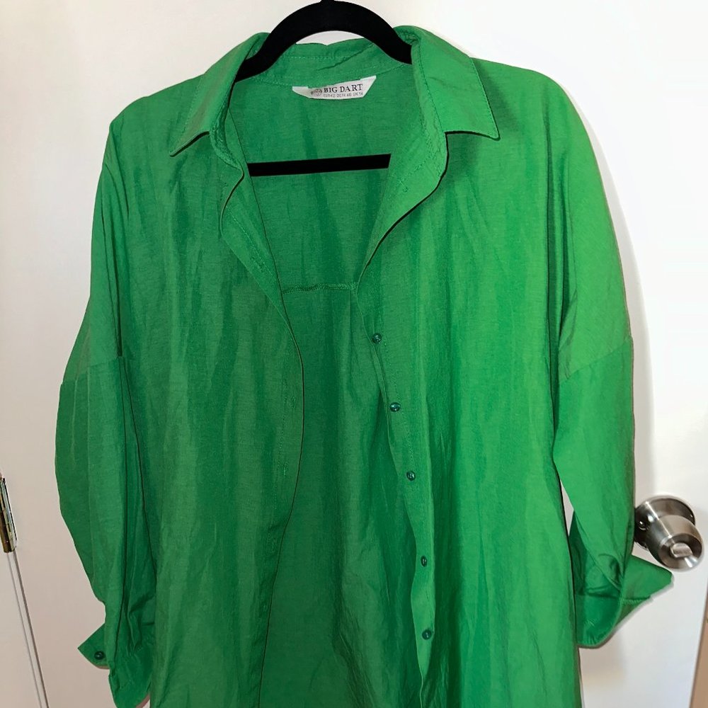 Green button down blouse